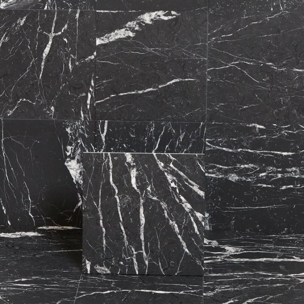 Lattialaatta Arredo Nero Marquina 15.2x15.2cm, himmeä, musta