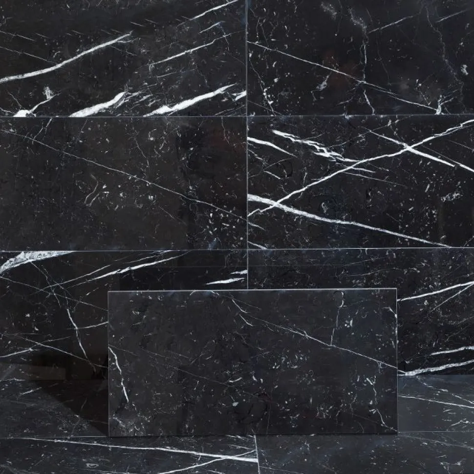 Lattialaatta Arredo Nero Marquina 30.5x61cm, kiillotettu, musta