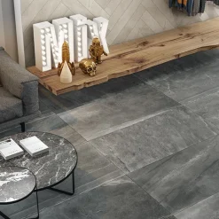 Lattialaatta Coem Brit Stone Dark 15x15cm, matta, rektifioitu, harmaa