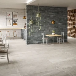 Lattialaatta Coem Brit Stone Dark 15x15cm, matta, rektifioitu, harmaa