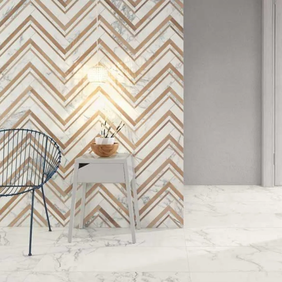 Lattialaatta Coem Marmor B Carrara 30x60cm, matta, valkoinen