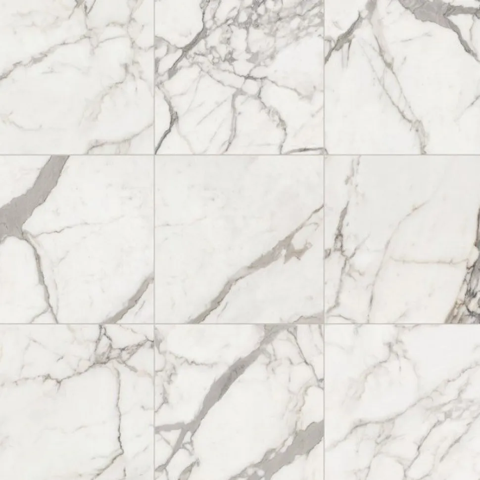 Lattialaatta Keope Elements Lux Calacatta 15x15cm, valkoinen