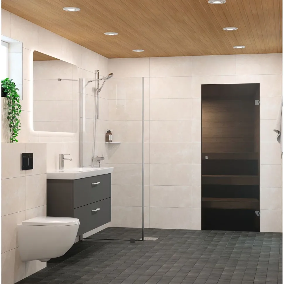 Lattialaatta Pukkila Europe Black himmeä sileä 97x97mm