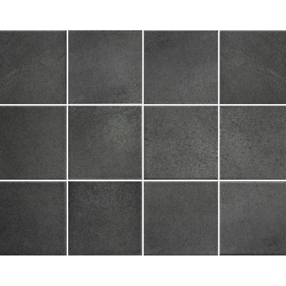 Lattialaatta Pukkila Landstone Anthracite, 10x10cm, matta, lasitettu, liimatäpläarkki