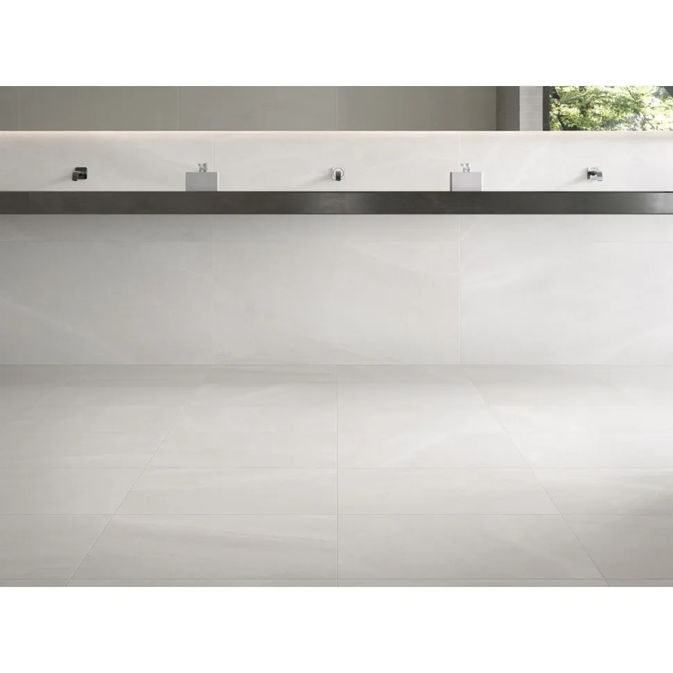 Lattialaatta Pukkila Landstone White himmeä sileä 598x598 mm