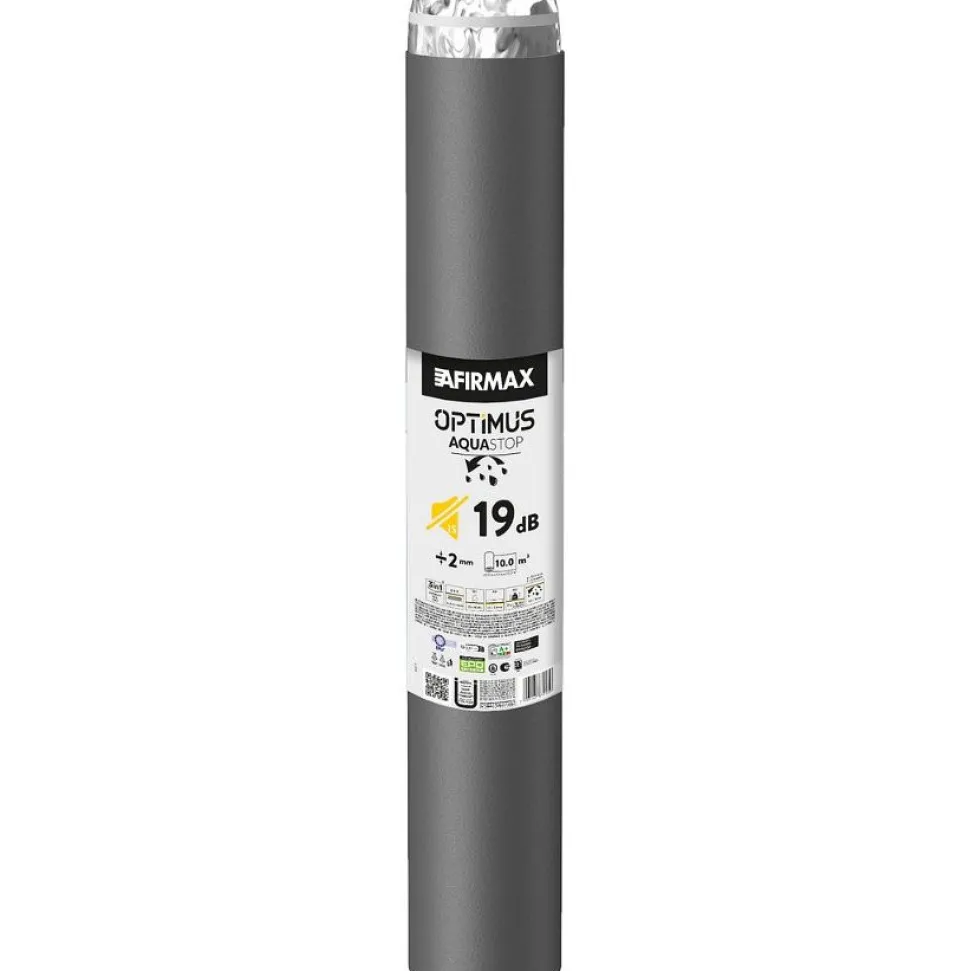 Lattian alusmateriaali Afirmax Optimus Aquastop, askeläänieriste, höyrynsulku, 10m²/rulla