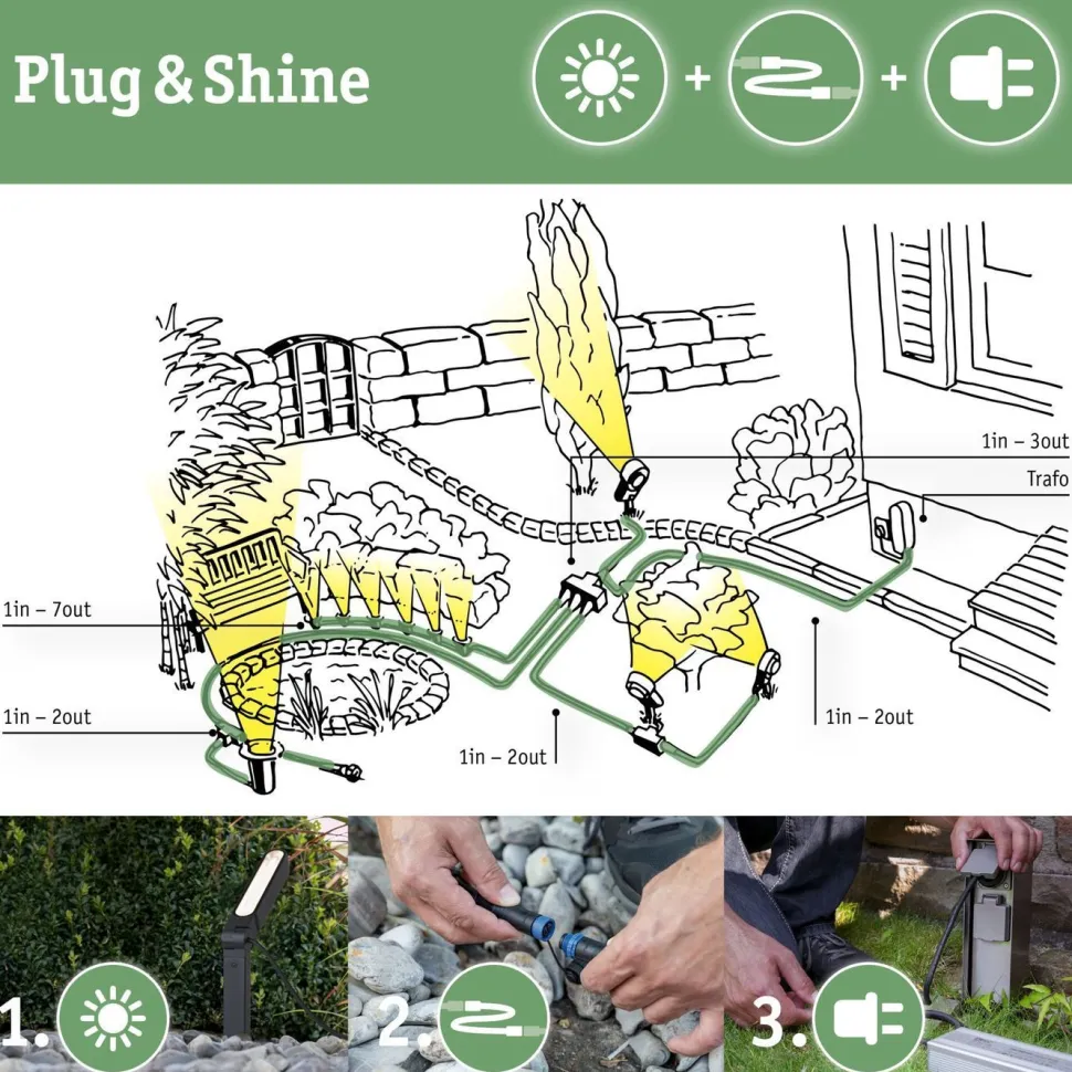 LED-lyhty Paulmann Plug & Shine Classic, 30cm, Smart Home Zigbee 3.0, IP44, RGBW, antrasiitti