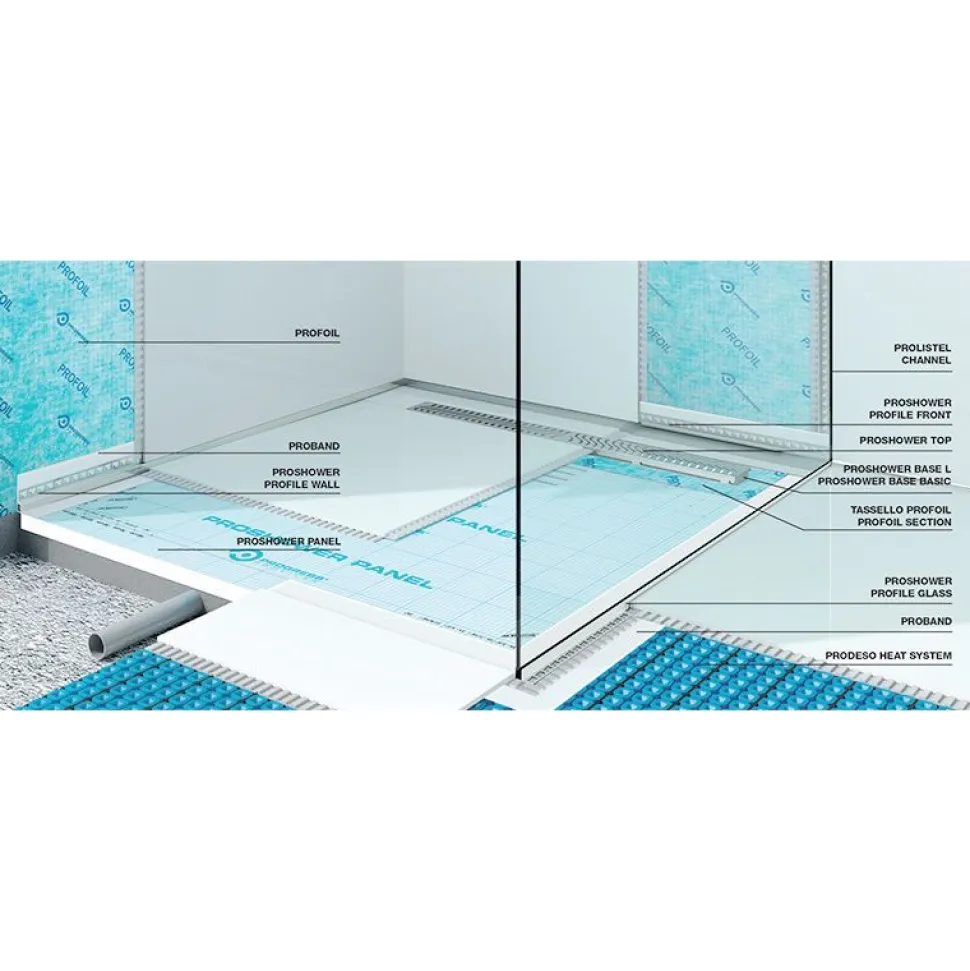 Linjakaivon kaatolista lasiseinälle Progress Profiles Proshower Glass 2% kaato 1000 mm
