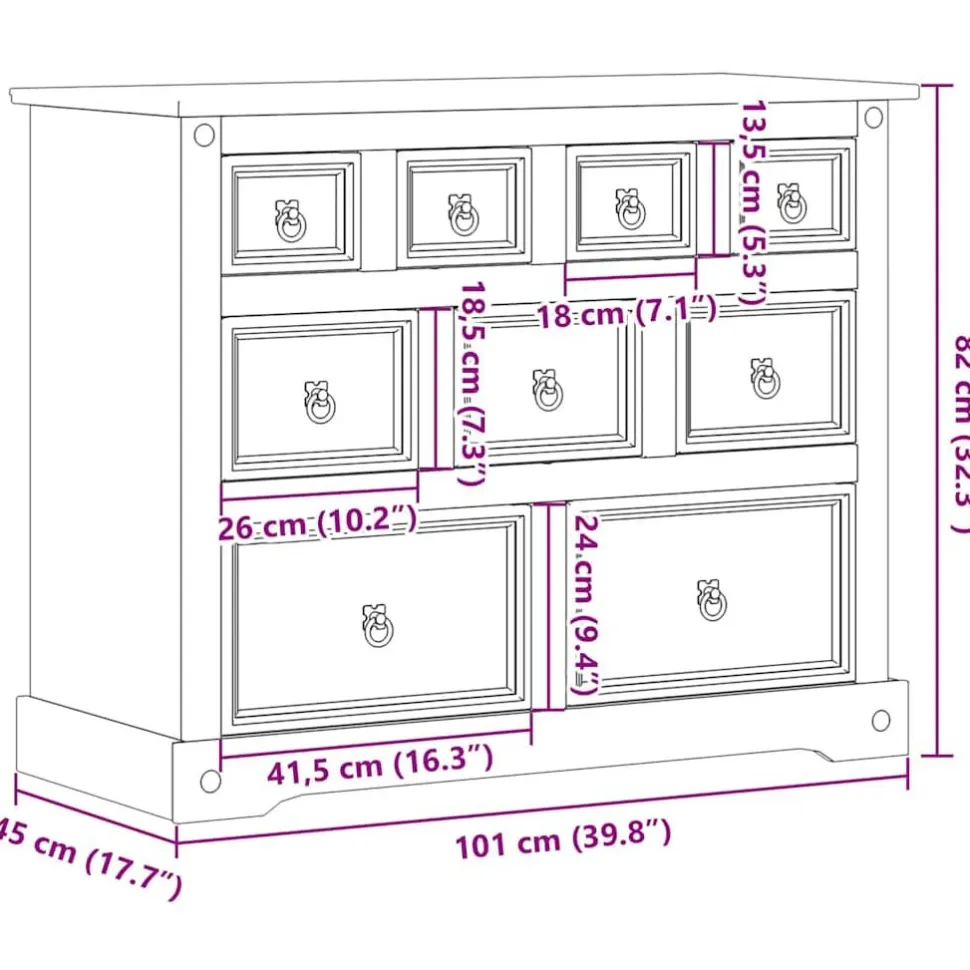 Lipasto Corona 101x45x82 cm täysi mänty (05678)