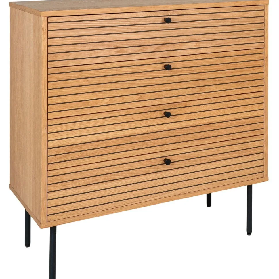 Lipasto House Nordic Kyoto, 80x40x85cm, 4 laatikolla, ruskea tammiviilu