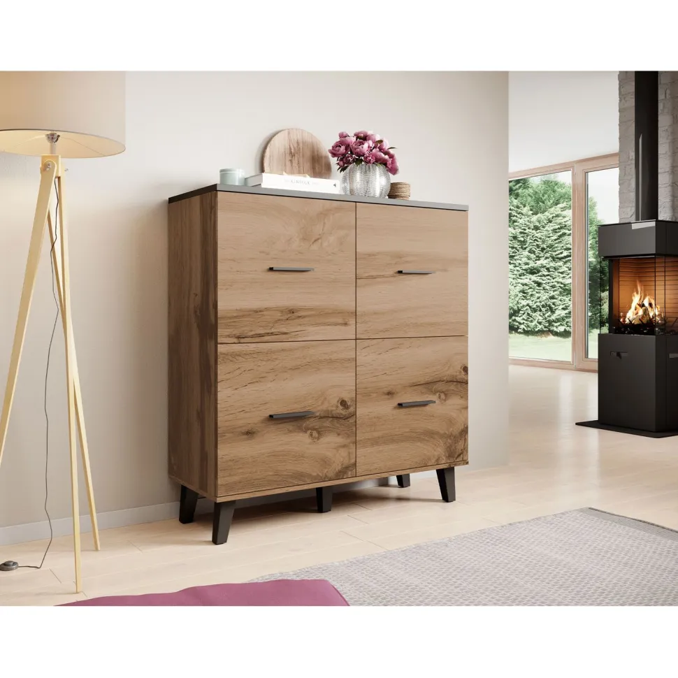 Lipasto LOTTA II 110 4D, beige/musta (2612)