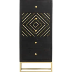 Lipasto musta ja kulta 45x30x105 cm täysi mangopuu