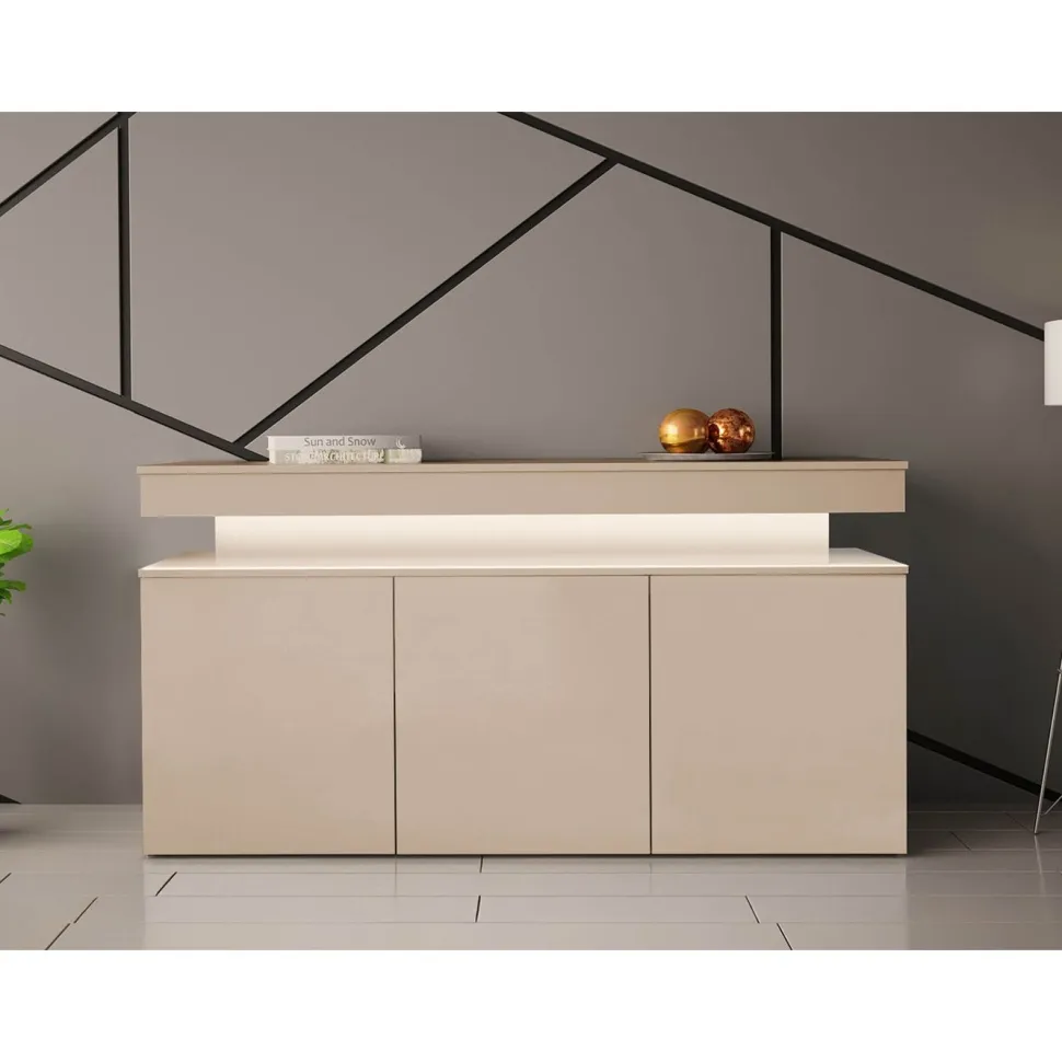 Lipasto Nomla 3D 160 GLOSSA 08, LED-valaistuksella, 83x160cm, beige