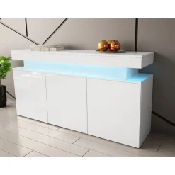 Lipasto Nomla 3D 160 GLOSSA 03, LED-valaistuksella, 83x160cm, valkoinen