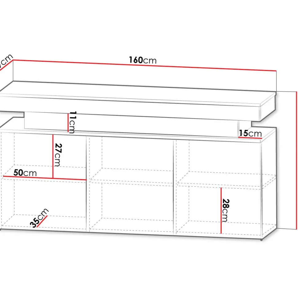 Lipasto Nomla 3D 160 GLOSSA 03, LED-valaistuksella, 83x160cm, valkoinen