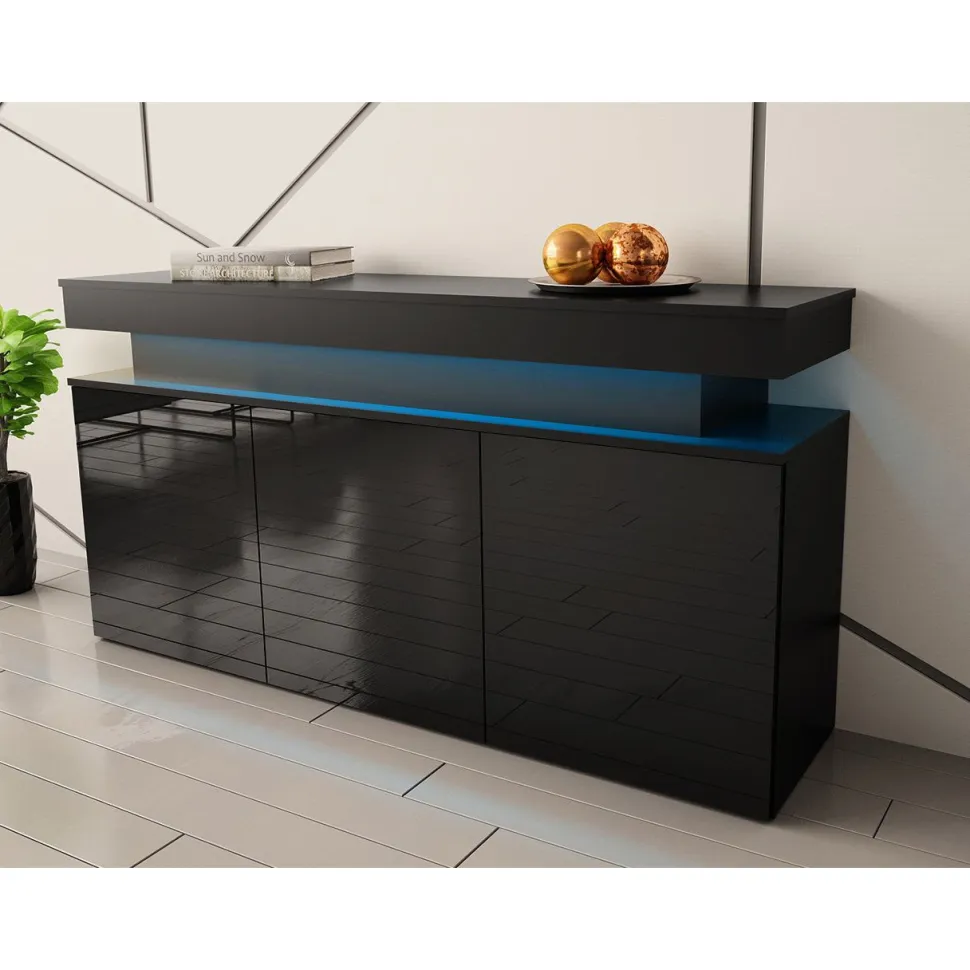Lipasto Nomla 3D 160 GLOSSA 03, LED-valaistuksella, 83x160cm, valkoinen