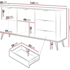 Lipasto Nomla 2D3S LANTE, 82x164cm, musta