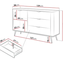 Lipasto Nomla 1D3S LANTE, 82x138cm, musta