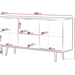 Lipasto Nomla K3D PINELLI PN01, 80x150cm, musta/ruskea