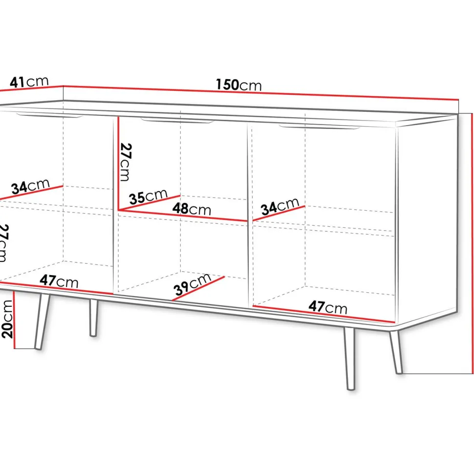 Lipasto Nomla K3D PINELLI PN01, 80x150cm, musta/ruskea