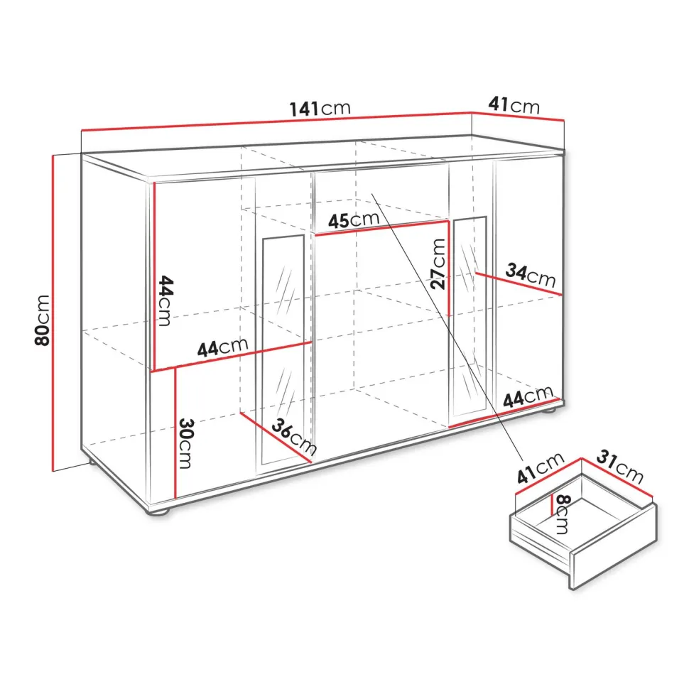 Lipasto Nomla SALSA MDF, 80x141cm, ruskea
