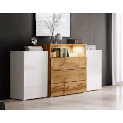 Lipasto 2 ovea 3 laatikkoa URBAN URBIII1500, beige/valkoinen (2826)