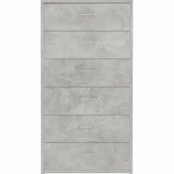Lipasto 6 vetolaatikolla betoninharmaa 50x34x96 cm lastulevy