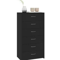 Lipasto 6 vetolaatikolla musta 50x34x96 cm lastulevy