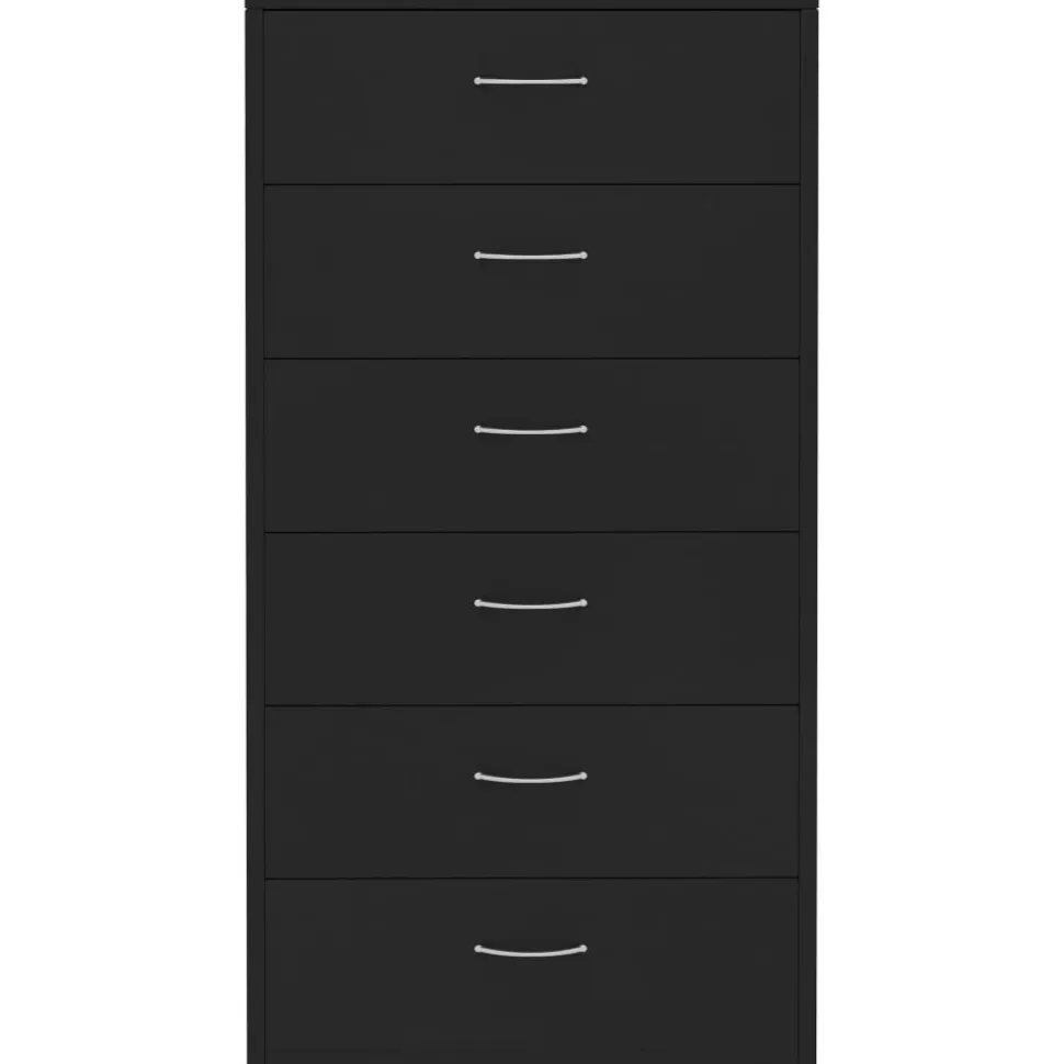 Lipasto 6 vetolaatikolla musta 50x34x96 cm lastulevy