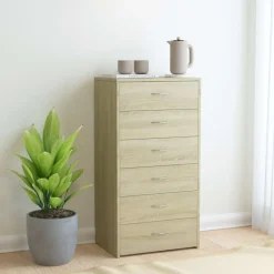 Lipasto 6 vetolaatikolla sonoma-tammi 50x34x96 cm lastulevy