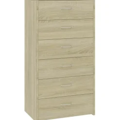 Lipasto 6 vetolaatikolla sonoma-tammi 50x34x96 cm lastulevy