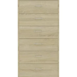 Lipasto 6 vetolaatikolla sonoma-tammi 50x34x96 cm lastulevy