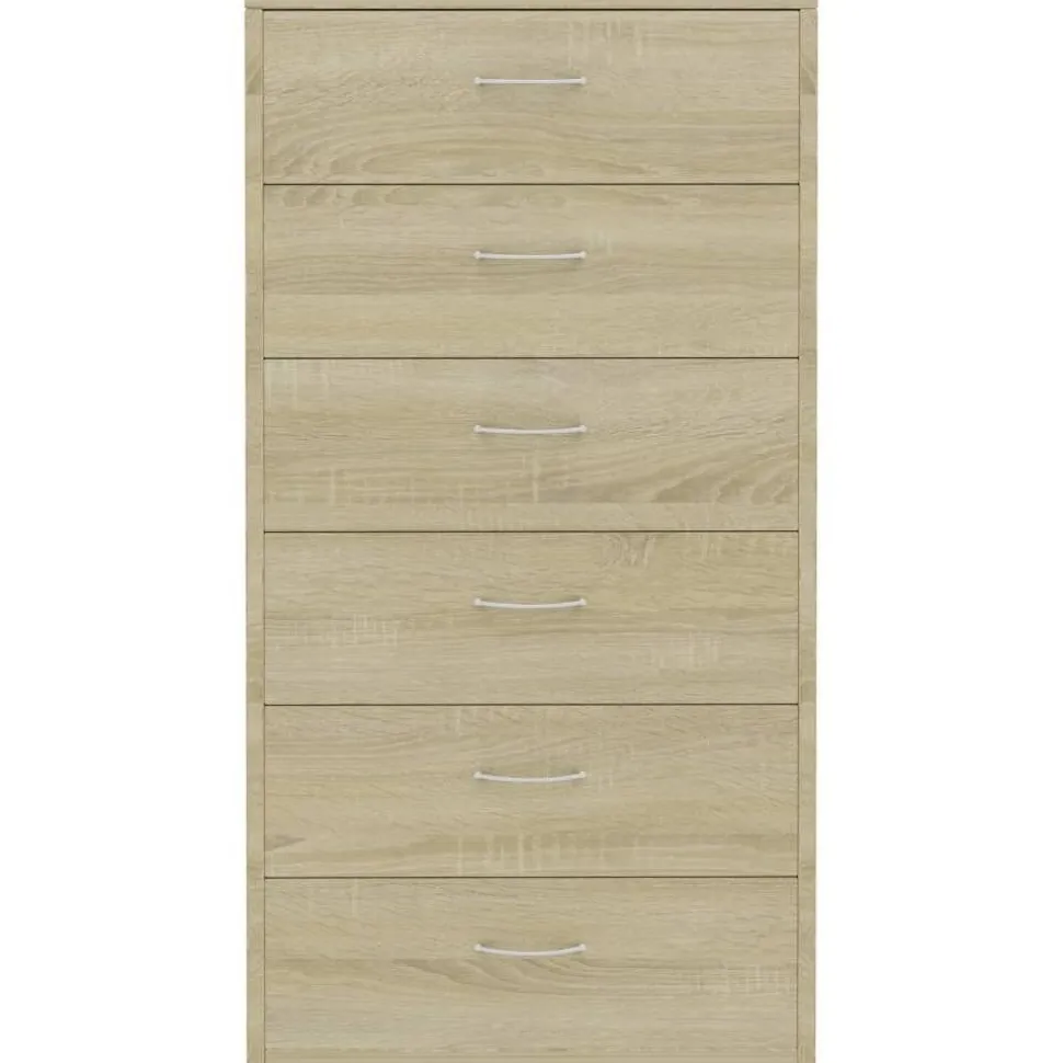 Lipasto 6 vetolaatikolla sonoma-tammi 50x34x96 cm lastulevy