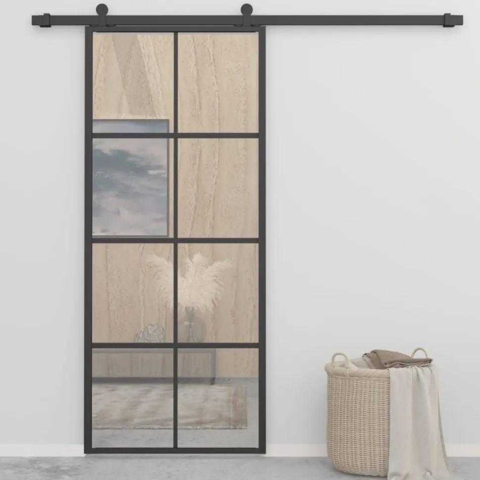 Liukuovi alumiini ja ESG-lasi 83x205 cm musta