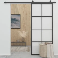 Liukuovi alumiini ja ESG-lasi 83x205 cm musta