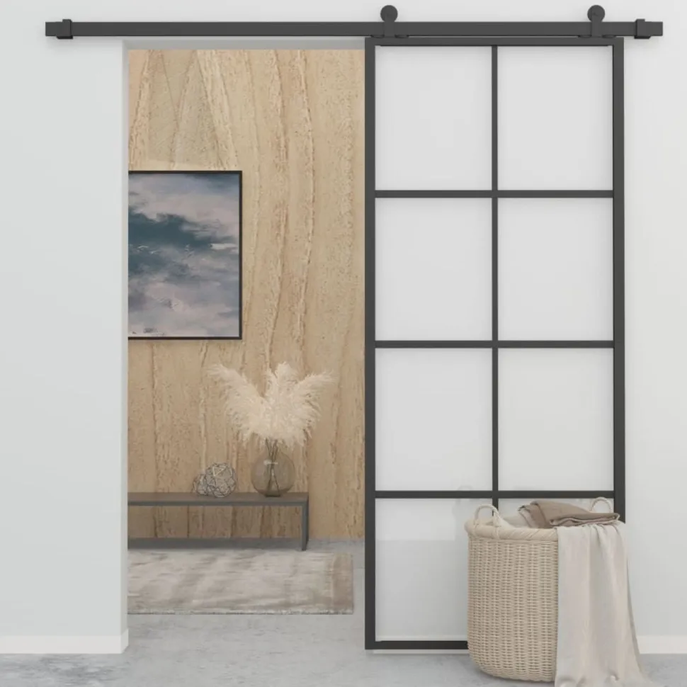 Liukuovi alumiini ja ESG-lasi 83x205 cm musta