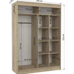 Liukuovikaappi ADKR Karen 150, luonnonruskea