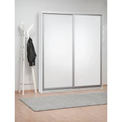 Liukuovikaappi Hiipakka Ida 180cm valkoinen ovet 2x valkoinen lasi
