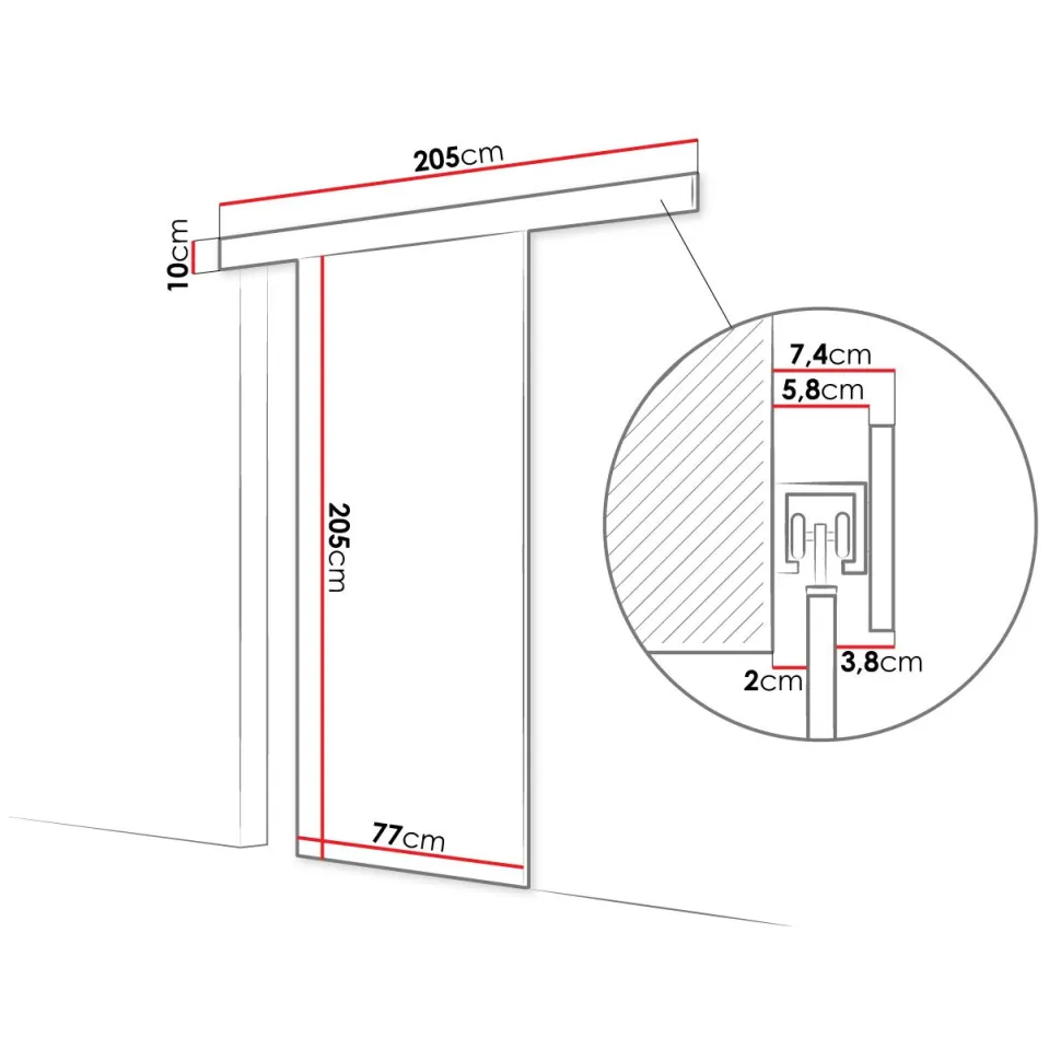 Liukuovi RUBI I + itsesulkeutuva mekanismi, eri värivaihtoehtoja