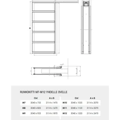 Liukuovi seinän sisään Stella Pocket Door M11 laakaovi 1125x2040mm