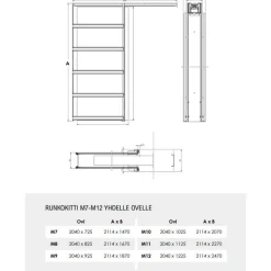 Liukuovi seinän sisään Stella Pocket Door M9 ristikko 925x2040mm alumiini