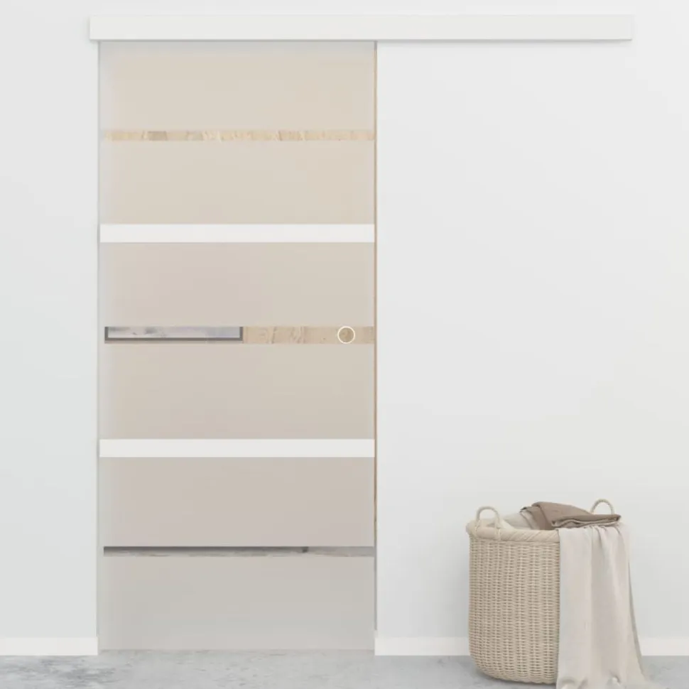 Liukuovi soft-stopeilla ESG-lasi ja alumiini 90x205, 2x lattiaohjain