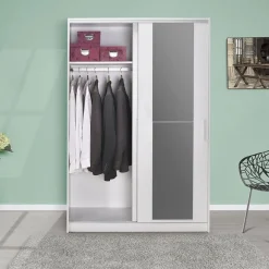 Liukuovivaatekaappi Linento Furniture Swd-512-Bb-2 120cm valkoinen