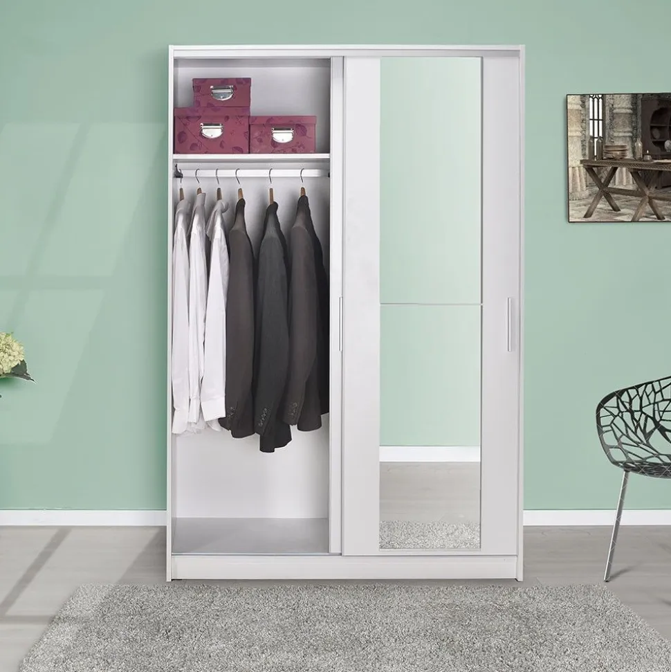 Liukuovivaatekaappi Linento Furniture Swd-512-Bb-2 120cm valkoinen