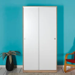 Liukuovivaatekaappi Linento Furniture Swd-431-Sb-2 94cm ruskea/valkoinen