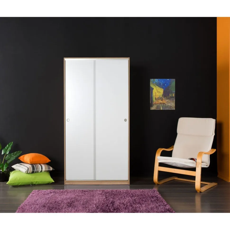 Liukuovivaatekaappi Linento Furniture Swd-431-Sb-2 94cm ruskea/valkoinen