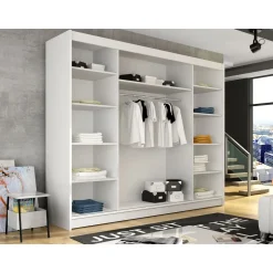 Liukuovivaatekaappi Nomla ASTON / DASTO II, LED-valaistuksella, 250x215cm, musta