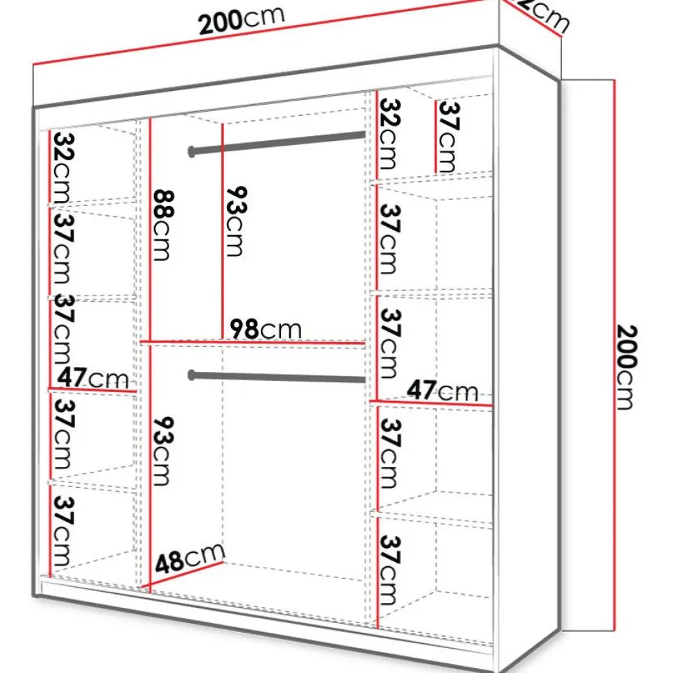 Liukuovivaatekaappi Nomla RIFLO SLIM 2 200, 200x200cm