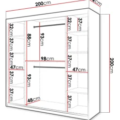 Liukuovivaatekaappi Nomla RIFLO SLIM 2 200, 200x200cm