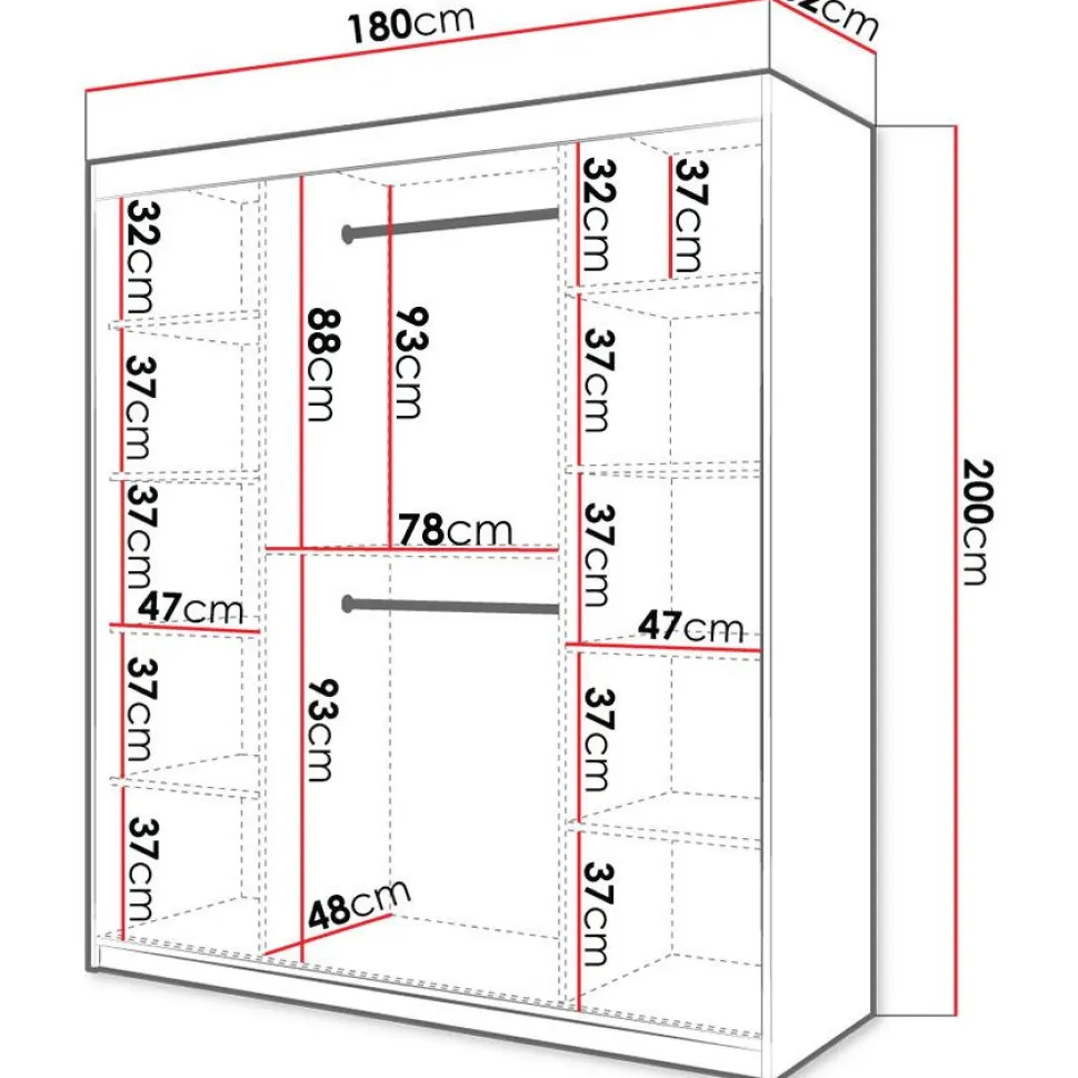 Liukuovivaatekaappi Nomla RIFLO SLIM 2 180, 180x200cm